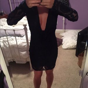 Tobi navy lace bodycon dress